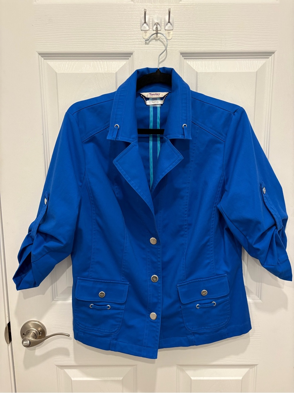TanJay Bright Blue Utility Jacket with Roll-Tab Sleeves #1287